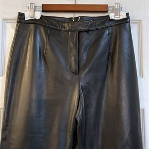 CATHERINE STEWART LEATHER FLAT FRONT HIGH WAISTED PANT BLK SIZE 8 NEW WITH TAGS
